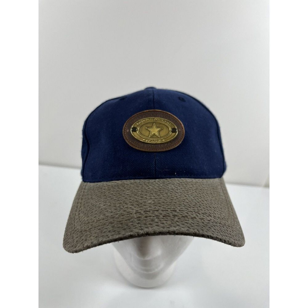 Vtg Dallas Cowboys American Needle Wool Blend Metal Patch Hat Navy‎ Brown
